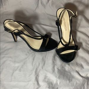 Black rhinestone heels